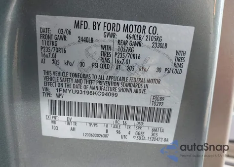 2005 Ford Escape Limited z USA, uszkodzony, nr VIN 1FMCU94155KD40552